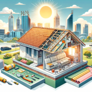 An illustrative horizontal image showcasing various aspects of property maintenance. The scene includes a sunny Perth skyline in the background, with